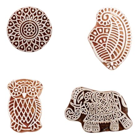 Set of 4 Piece New Mix Wooden Printing Block